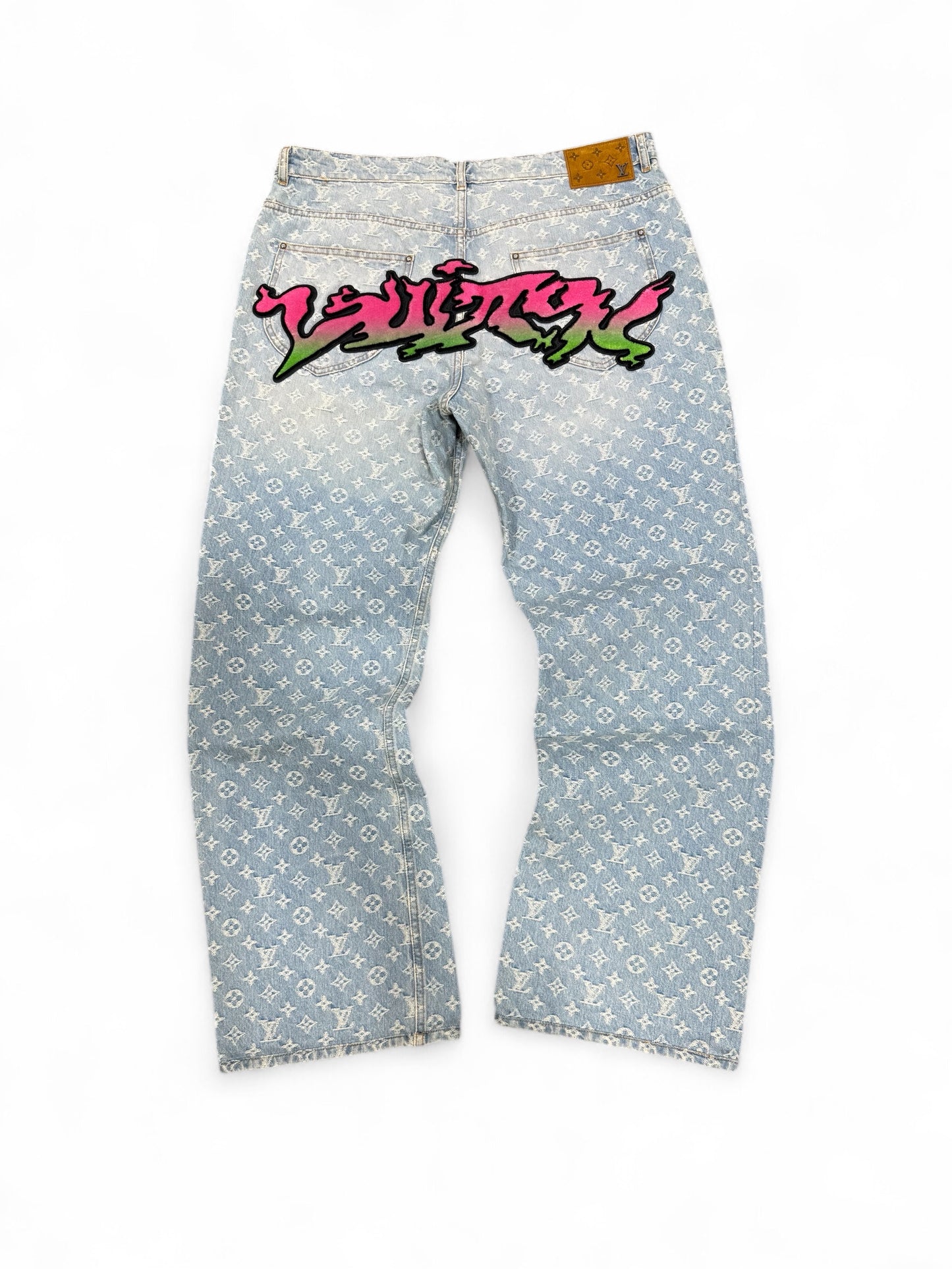 Louis Vuitton x Virgil "Graffiti" Baggy Monogram Denim Jeans
