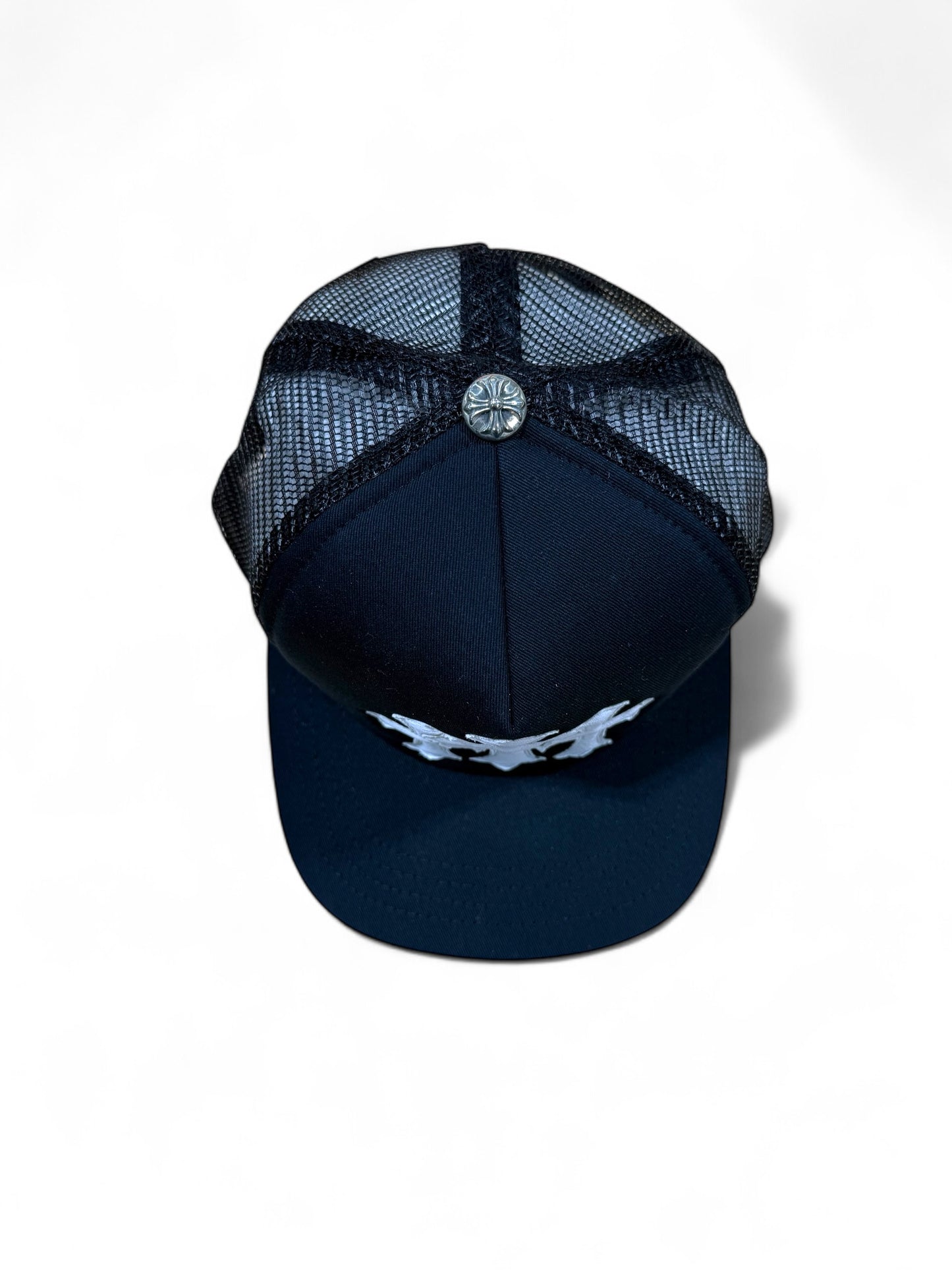 Chrome hearts Cemetery cross trucker hat (Black/White)