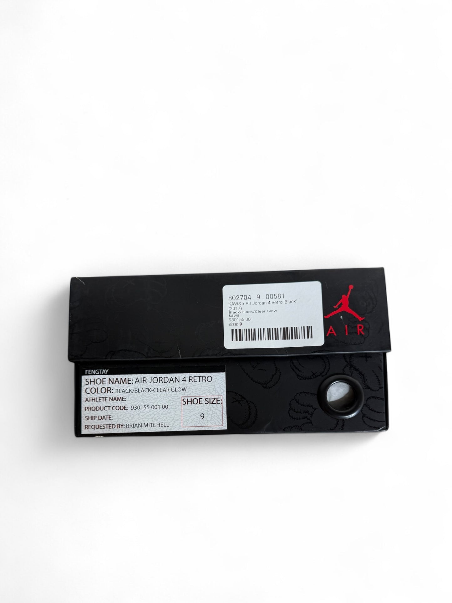 Kaws Jordan 4 "Black" Sample