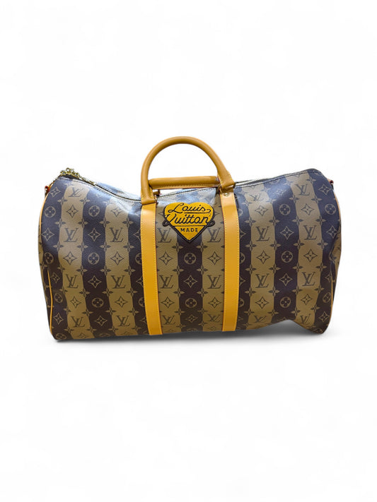 Louis Vuitton x Nigo Monogram Brown Striped Keepall 50