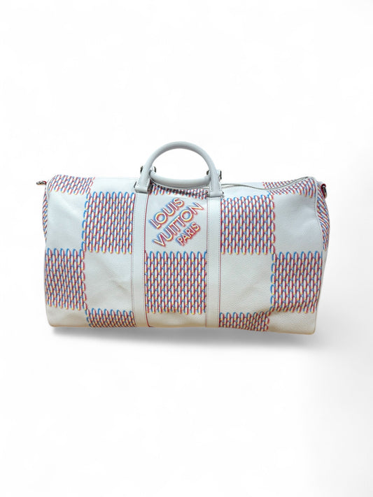 Louis Vuitton White Damier Spray Keepall 50