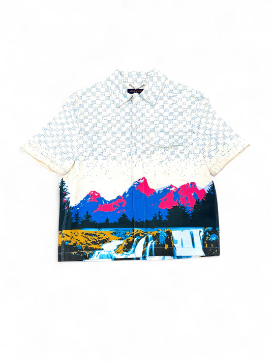 Louis Vuitton Landscape Damier Denim Short Sleeve Shirt