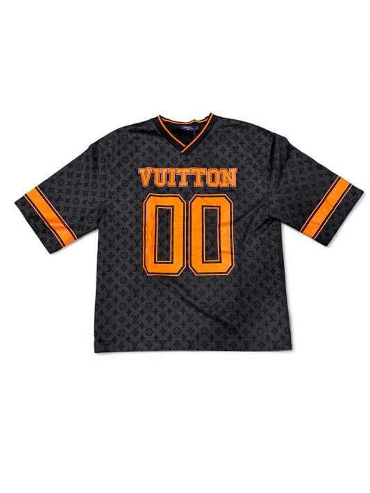 Louis Vuitton Black / Orange Monogram Football Jersey