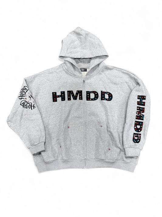 Happy Memories Don't Die HMDD Grey Crystal Zipup Hoodie