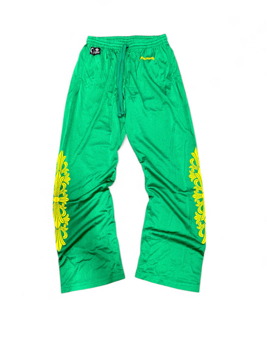 Chrome hearts floral mesh jersey pants (Green/yellow)