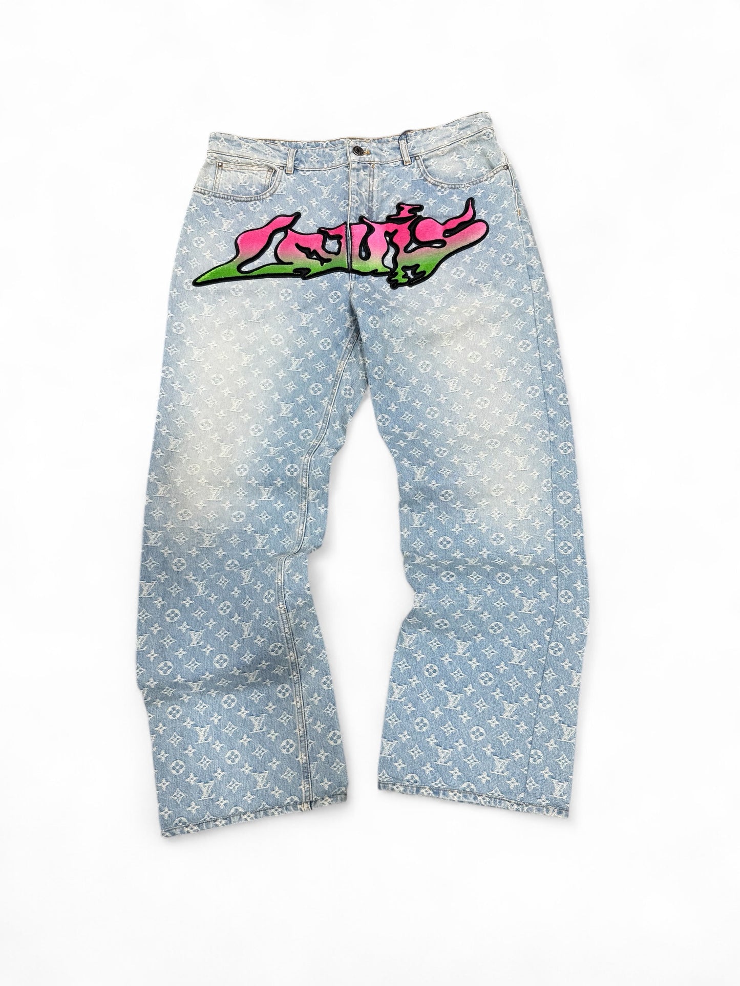 Louis Vuitton x Virgil "Graffiti" Baggy Monogram Denim Jeans