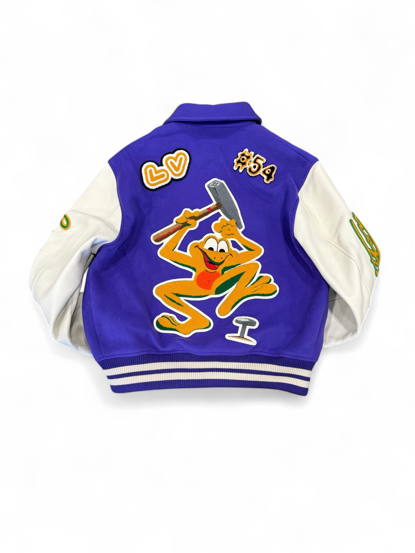 Louis Vuitton Multi-Patched "Purple Frog" Leather Varsity Jacket