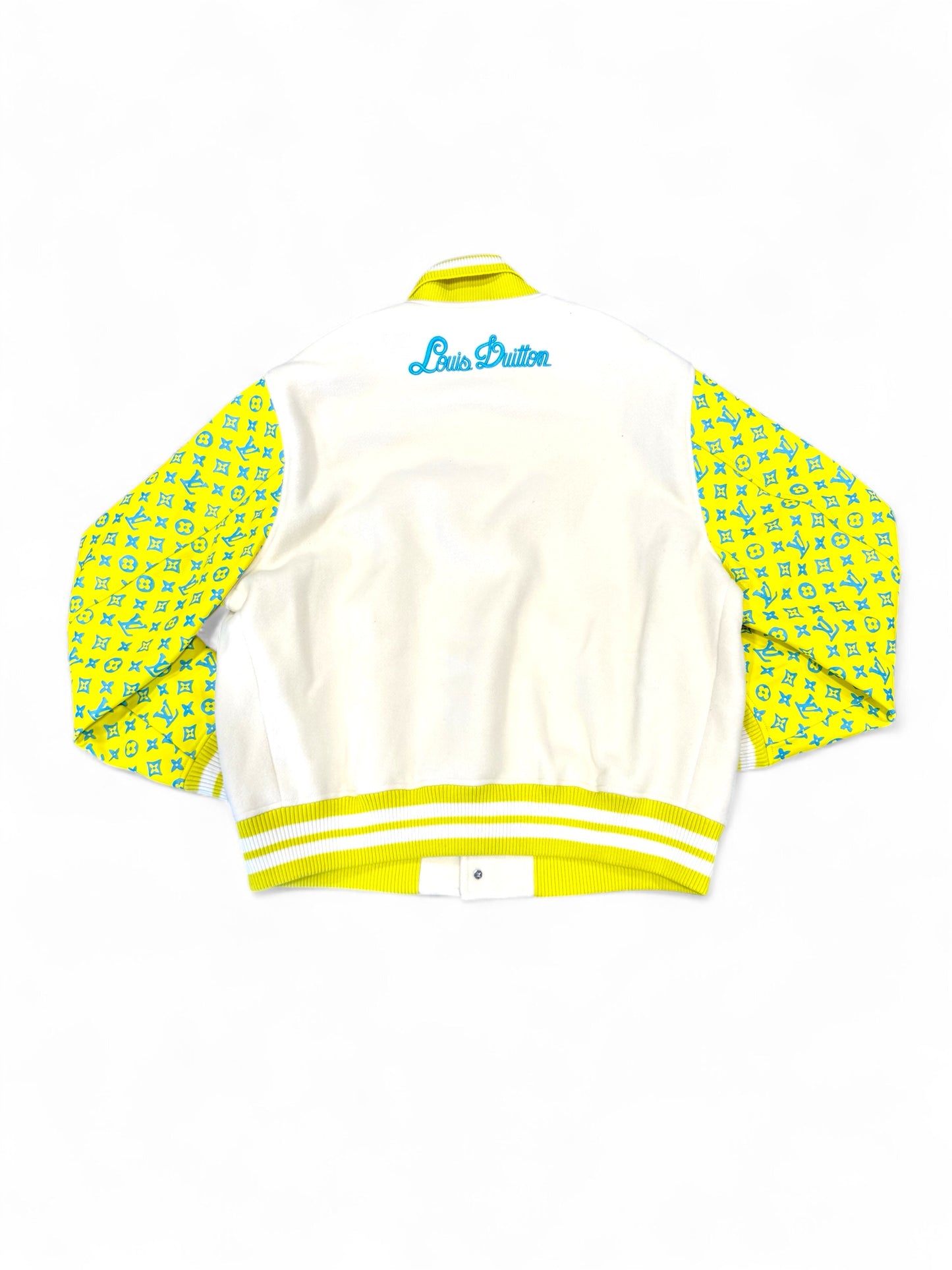 Louis Vuitton Playground Leather Varsity Jacket (Cream/Yellow/Blue)