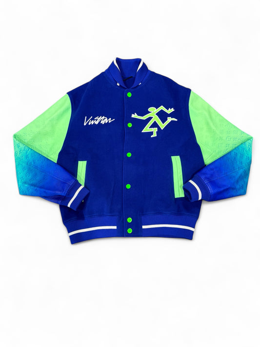 Louis Vuitton Mix Gradient Leather Varsity Jacket (Green/Blue)