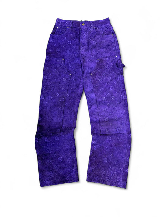 Louis Vuitton Monogram Embossed Suede Carpenter Pants (Purple)