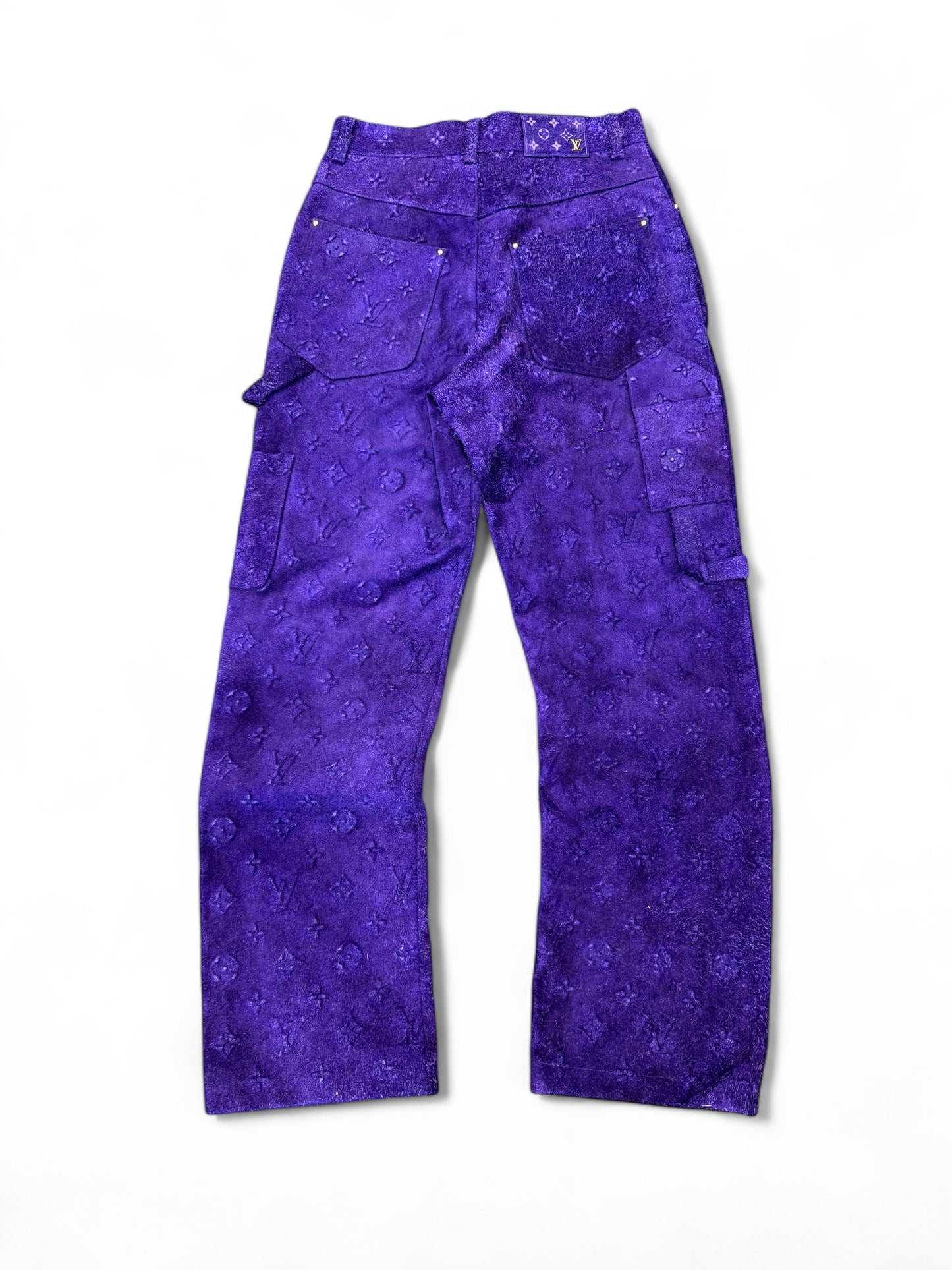Louis Vuitton Monogram Embossed Suede Carpenter Pants (Purple)