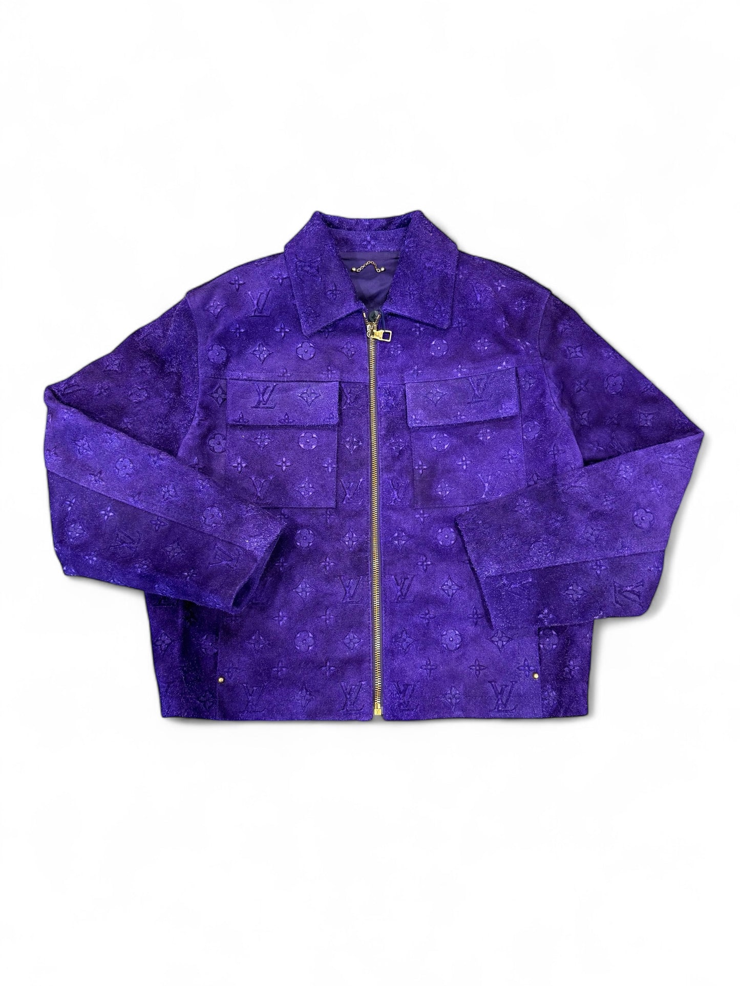 Louis Vuitton Monogram Embossed Suede Carpenter Jacket (Purple)