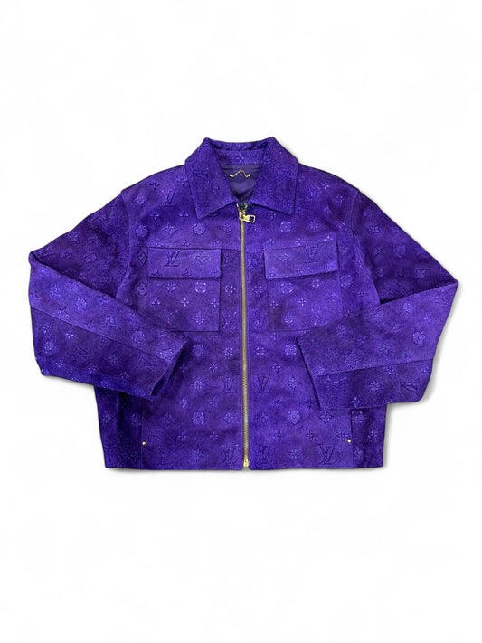 Louis Vuitton Monogram Embossed Suede Carpenter Jacket (Purple)