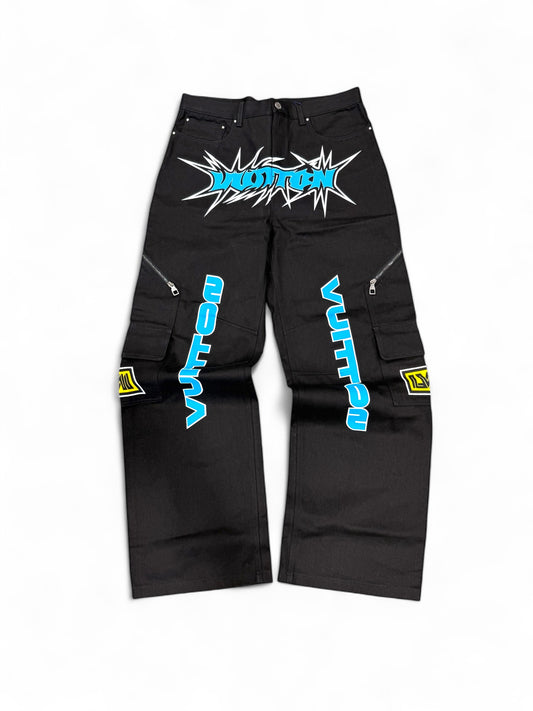 Louis Vuitton Printed Racing Denim Pants (Black)