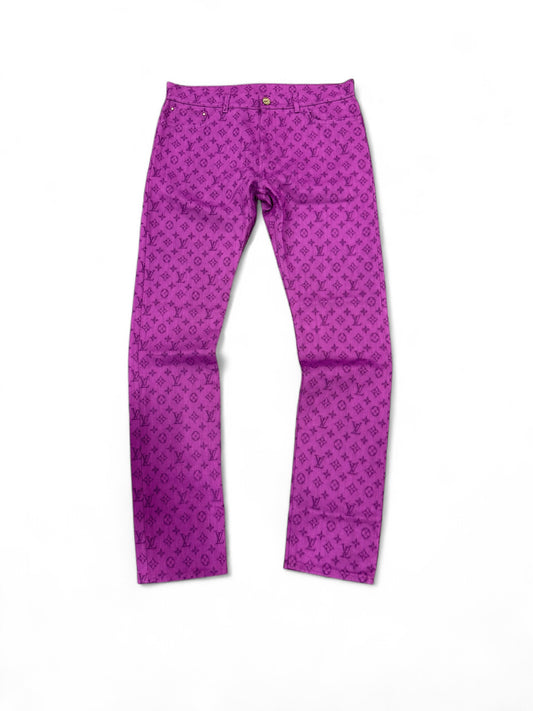 Louis Vuitton Slim Fit Monogram Jeans (Purple)