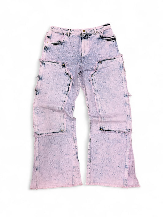 Louis Vuitton Fringed Monogram Purple Denim Carpenter Jeans