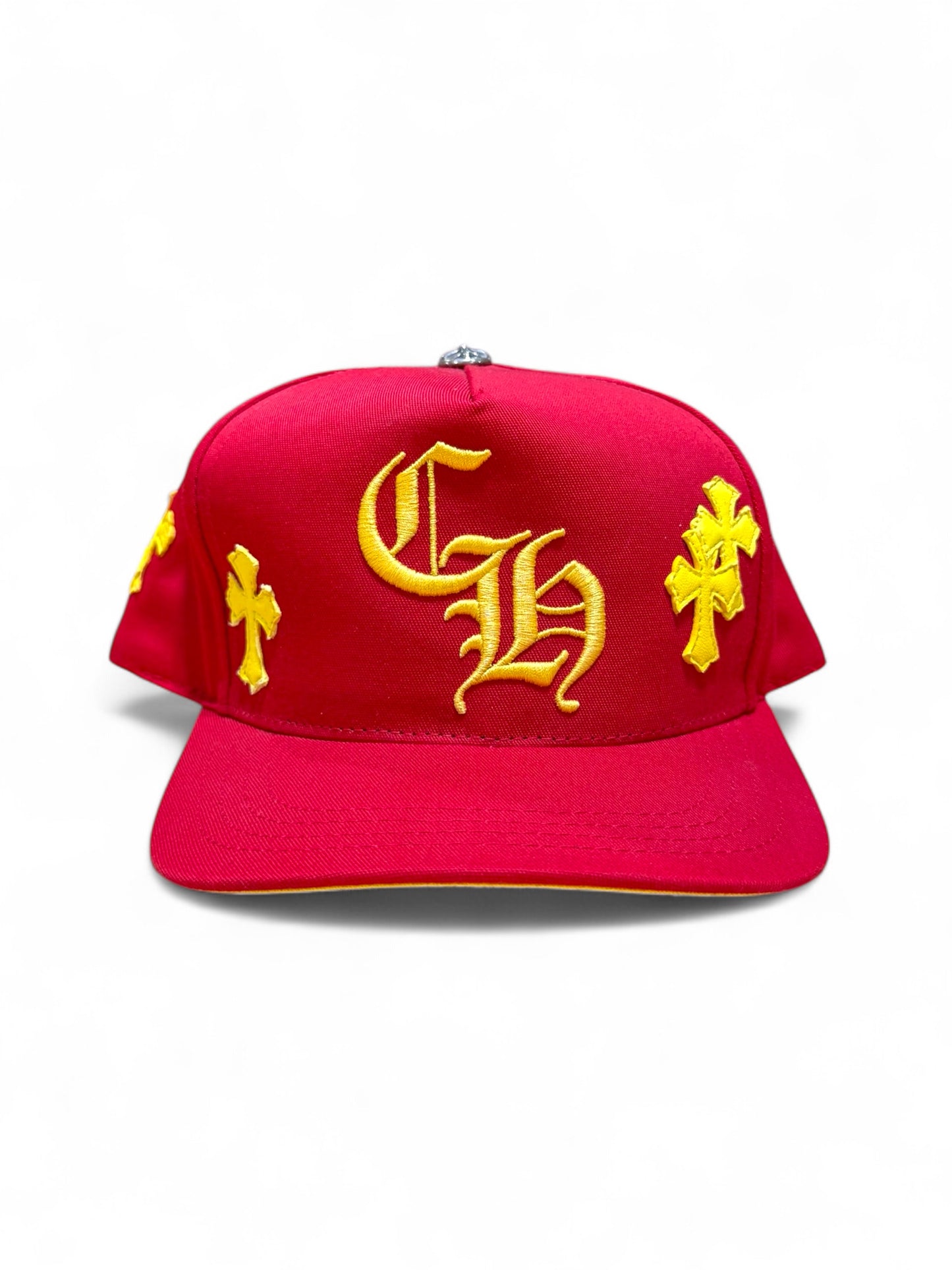 Chrome hearts Cross Patch Baseball hat (Red/yellow)
